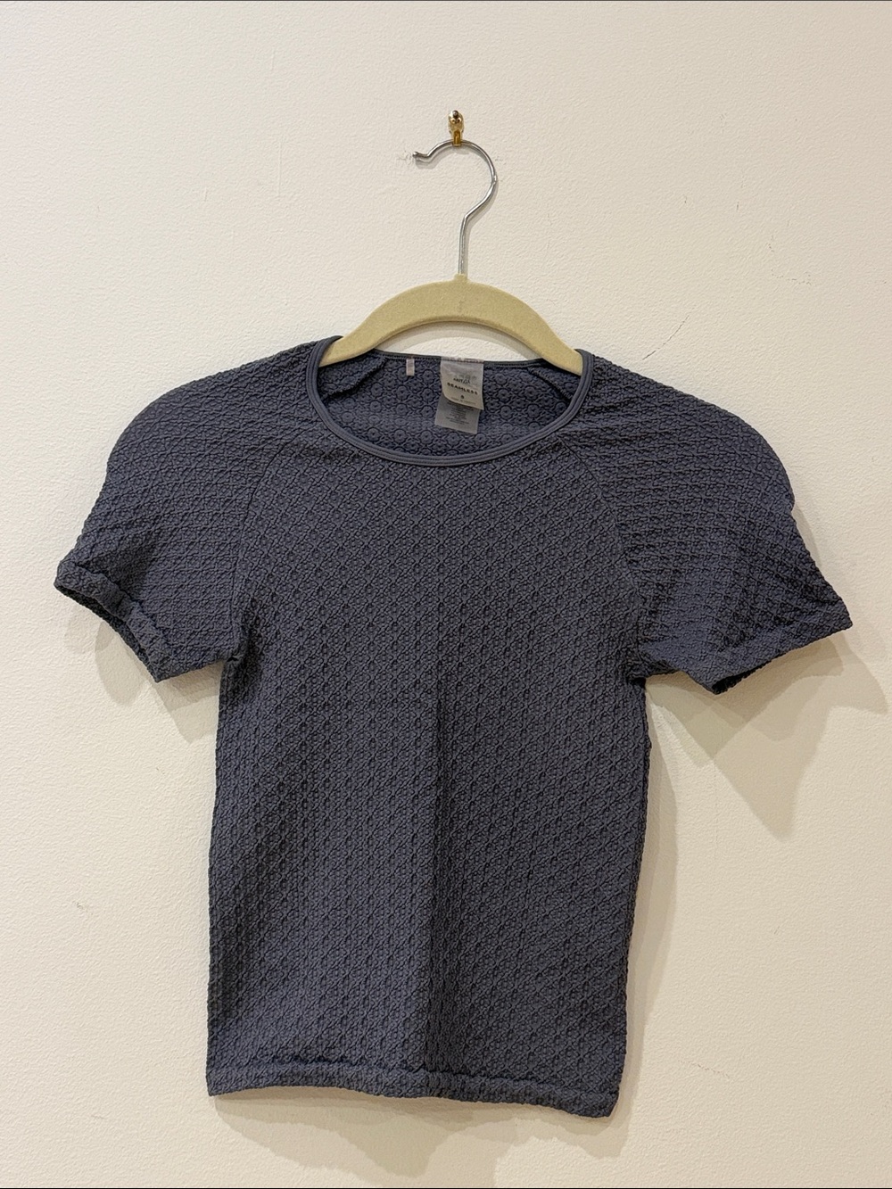 Aritzia Navy Textured Short Sleeve Tee